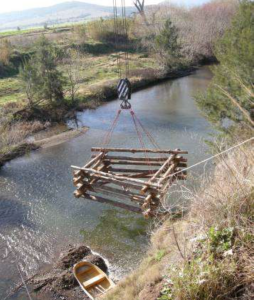 Fish habitat being lowered into waterbody